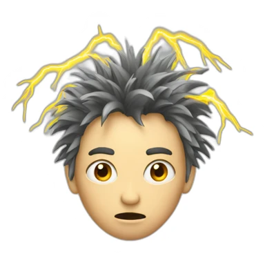 frazzled person with electricity sticker