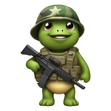 turtle in the army with a gun sticker