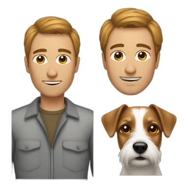 Man with 40's hair cut with jack russell terrier dog sticker