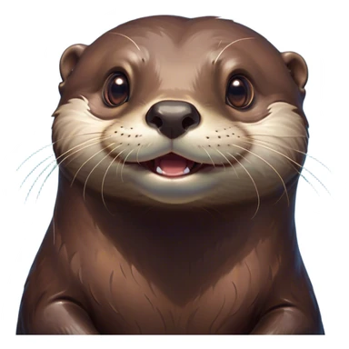 Cinematic Comical Otter Portrait Emoji, Head tilted dramatically with an exaggeratedly amused expression, featuring a striking, glossy brown Fur with a playful glint in its wide, expressive eyes filled with playful disbelief, Simplified yet hilariously expressive features, highly detailed, glowing with a slightly sassy glow, high shine, dramatic yet playful, stylized with an air of cheeky aquatic mischief, bright and endearing, soft glowing outline, capturing the essence of a spirited and over-the-top otter, so meme-worthy it feels like it could splash its way into internet fame instantly! sticker
