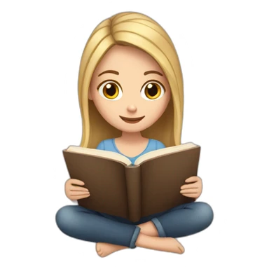 white girl reading a book sticker