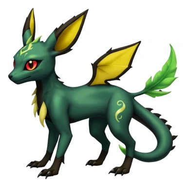 Dark Edgy Salandit-Leafeon-Umbreon-Fakémon-hybrid-creature (full body)  sticker