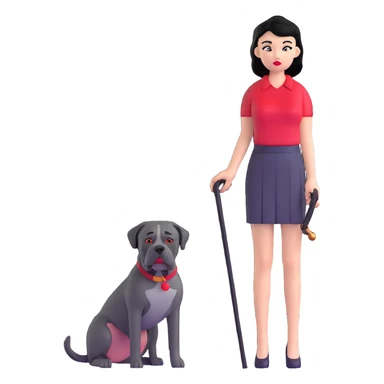 Fashionable girl with black hair and red lips with a Cane Corso dog sticker