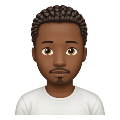 Hazme un emoji de un hombre negro con trenzas cortas, camiseta blanca y una pequeña perilla sin bigote sticker