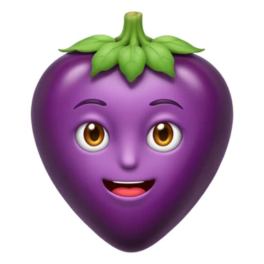 fais un emoji qui se mord les levre avec une aubergine dans les main sticker