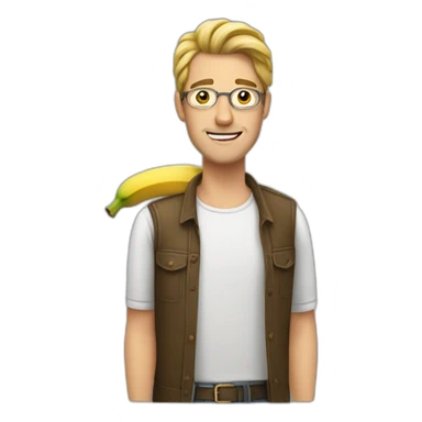 A man with a bananr sticker