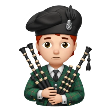 Sad small bagpiper with one crying with tear on his face show whole body sticker