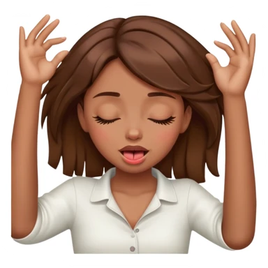 hands over neck tounge out brown hair girl closing eyes sticker