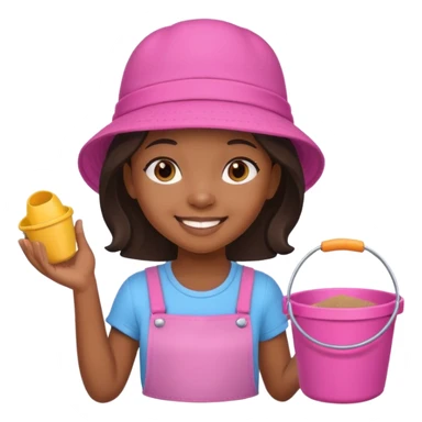 black kid girl with toy sand bucket sticker