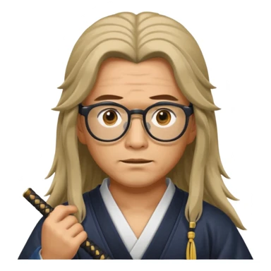Long Haired Samurai with Glasses,Long-haired ronin adjusting spectacles sticker