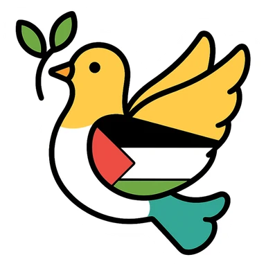 simple modern icon of a dove with Palestinian flag colors sticker