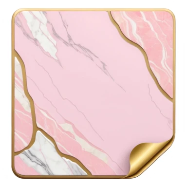 Pastel pink sticky notes with subtle marble texture and gold corner accents sticker