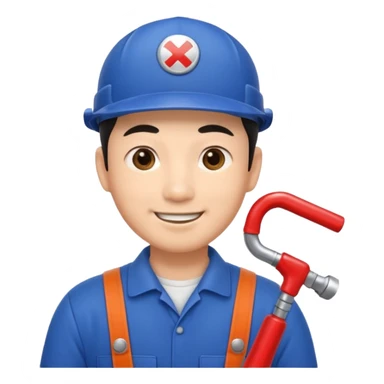 asian male plumber cute hearts sticker