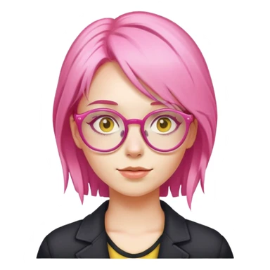 Girl with pink hair and yellow glasses sticker