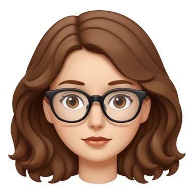 a white girl with wavy brownish hair and glasses sticker