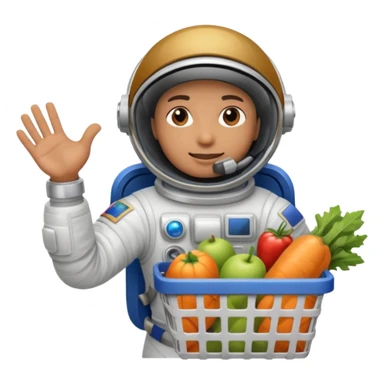 astronauta con canasta para hacer compras vacía sticker
