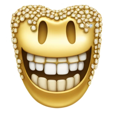 Blinged out gold tooth smiley  sticker