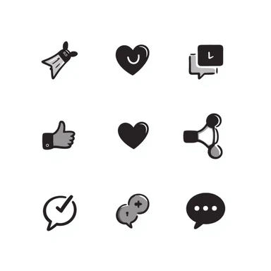 Hand-drawn social media icons and symbols sticker
