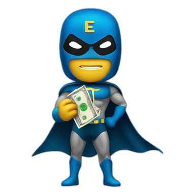 superhero holding a € bill sticker