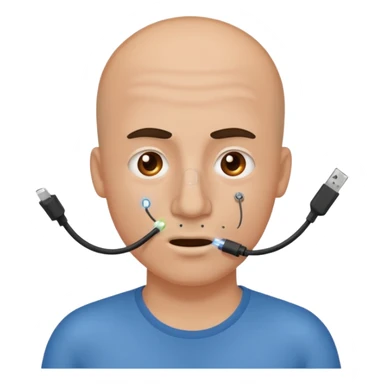 Cartoon man with LAN cable in his nose, sparks flying sticker