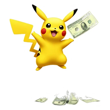 Pikachu sending money in the air sticker