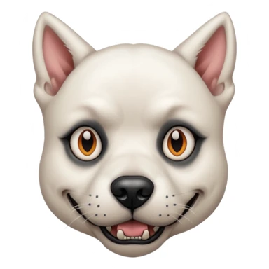 tattooed scary looking dog with heavy face tattoes, white dog and piercings sticker