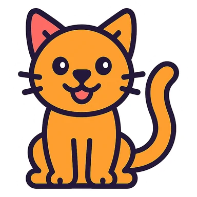 cat sitting pose, playful expression, outlined, modern look sticker