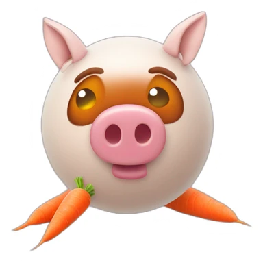 3d sphere with a cartoon large carrots Pig skin texture with highfalutin eyes sticker