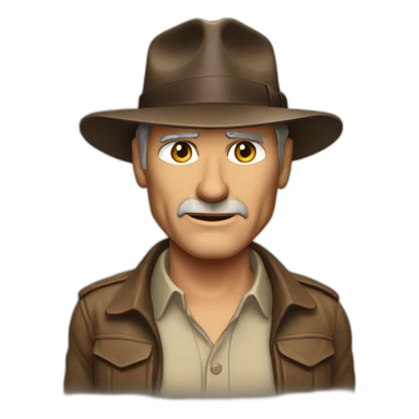A TOK emoji of Harrison Ford as Indiana Jones. No patterns sticker