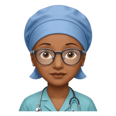older black doctor woman with scrub cap not smiling sticker