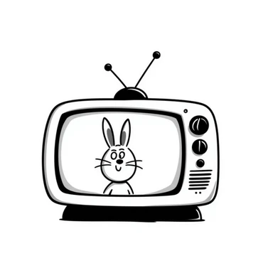 Hand-drawn sketch of an antique television set with rabbit ear antennas sticker