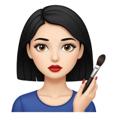 메이크업 해주고 있는 검정색 머리의 여성 sticker