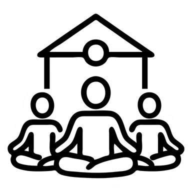icon on the theme of yoga retreat classes.  sticker