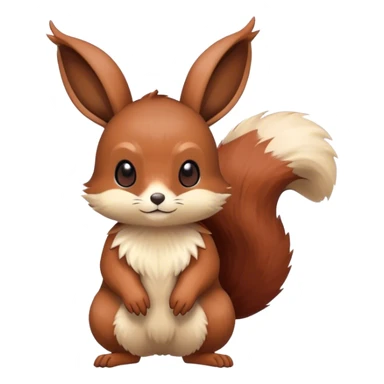 Cute cool animal hybrid Fakemon full body, dark-red-brown, beige, squirrel-eevee-bunny sticker