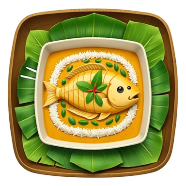 Fish Amok square dish in banana leaves sticker