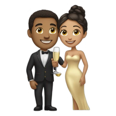 Tall lightskin man with champagne, hugging short lightskin woman sticker