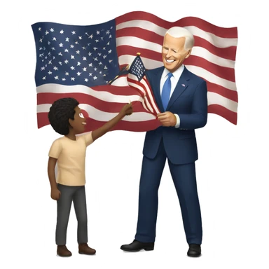 biden handing us flag sticker