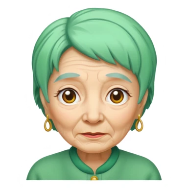 green haired grandma with wrinkles  sticker