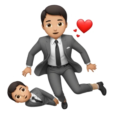 asian man with heart eyes slip and fall on sidewalk  sticker