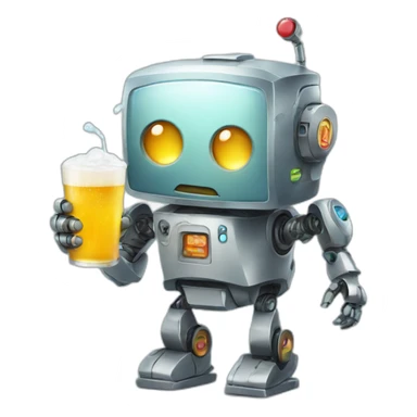 Robot holding a cold one sticker