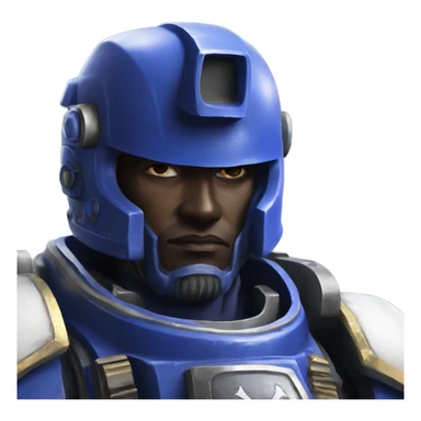 Ultramarine 40k with a white helmet sticker