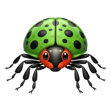  cute GREEN lady bug, 4 LEGS sticker