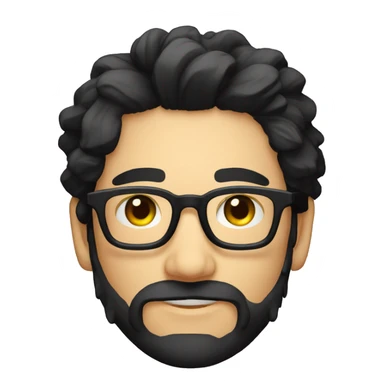 Streamer with long black hair, short black beard and glasses, neon colors sticker