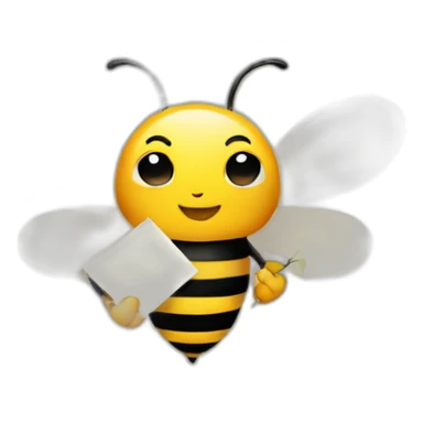 bee holding paper sticker