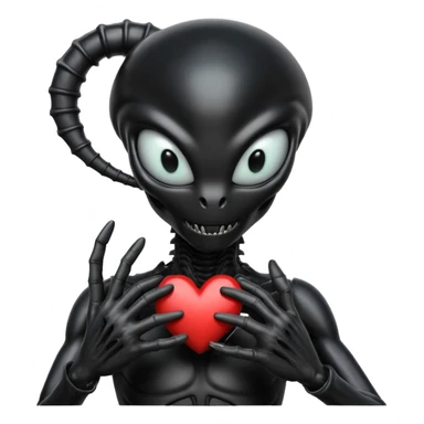 black xenomorph making heart sign sticker