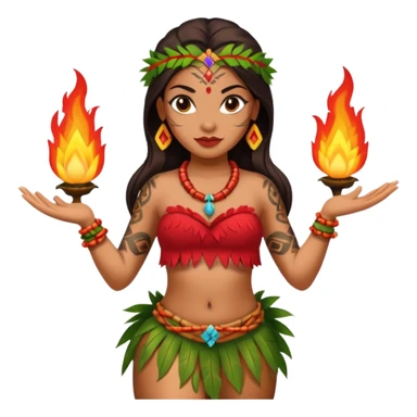 hawaiian female fire dancer with tattoos sticker