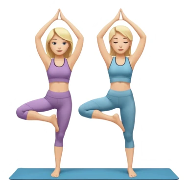 Two women doing yoga both blonde standing pose  sticker
