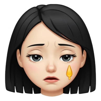 eye closed crying girl with black hair  sticker