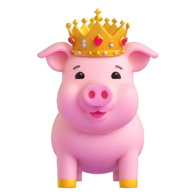 Minecraft style pig with a golden crown, inspired by Technoblade, inside a Minecraft castle sticker