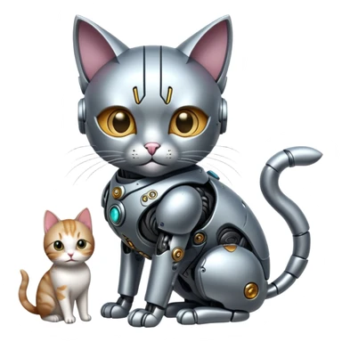 Cyborg with tiny cat sticker